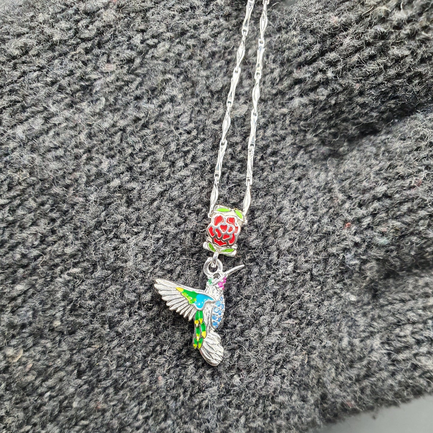 'Hummingbird and the Rose' necklace