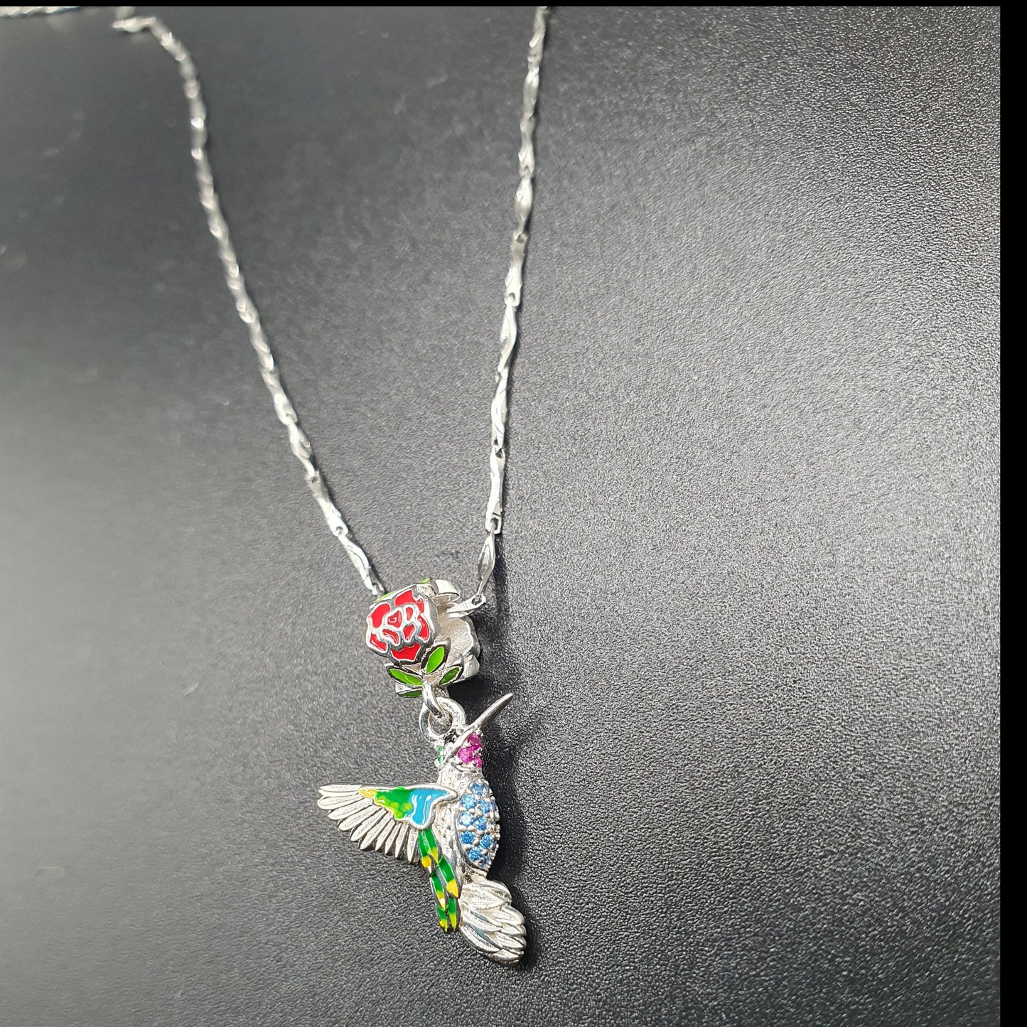 'Hummingbird and the Rose' necklace