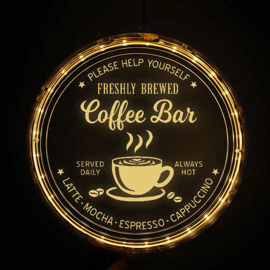 Freshly Brewed Coffee Bar Light Sign