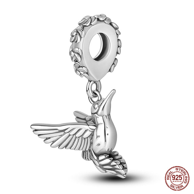 Lifelike Silver Hummingbird Necklace Pendant