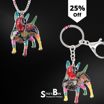 Artistic Bull Terrier Necklace / Keychain