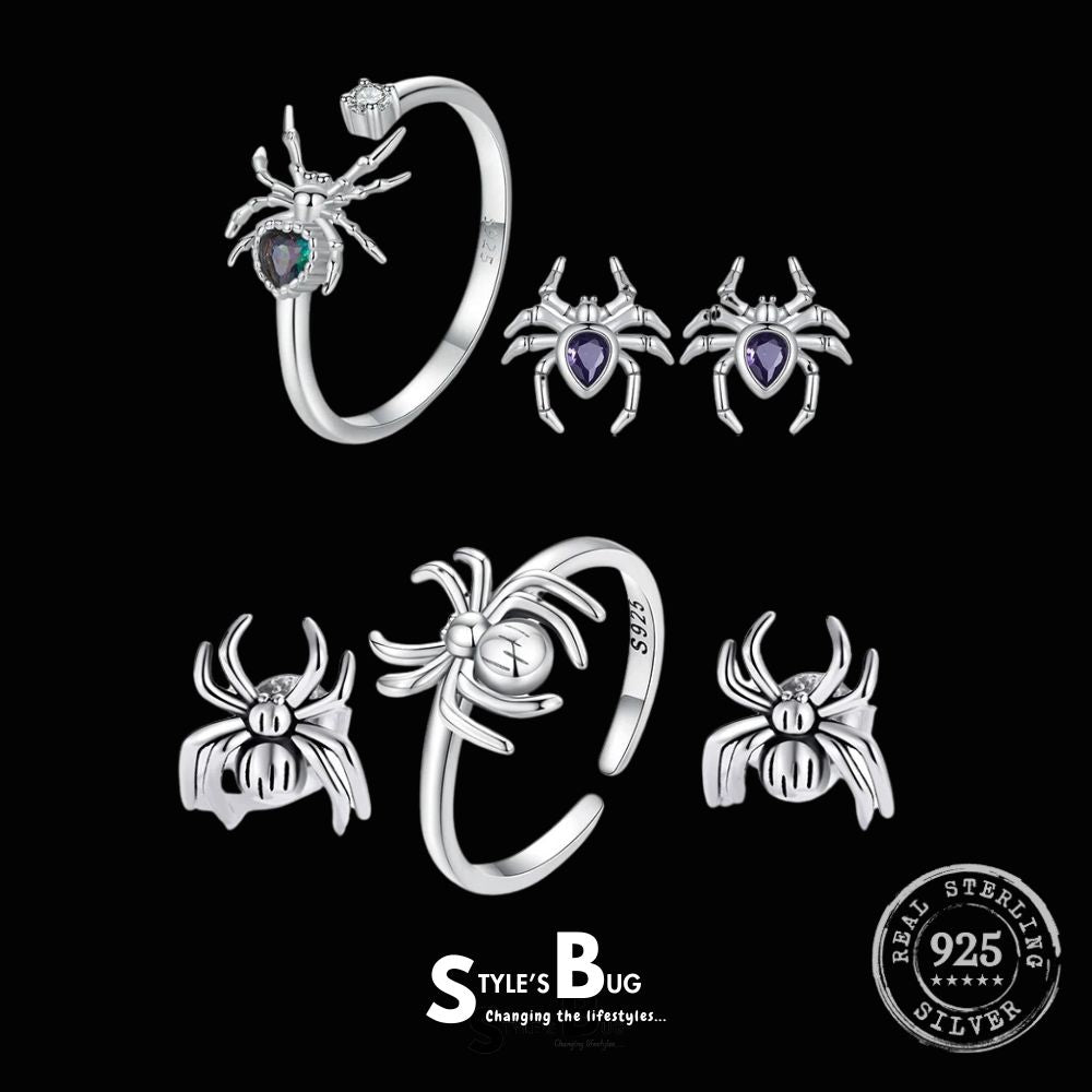 Silver Spider Jewelry Set