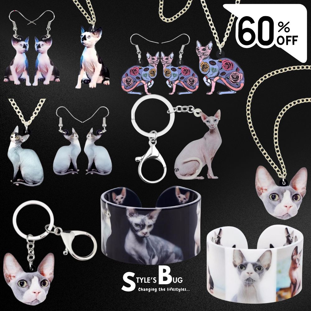 Sitting Sphynx Cat Keychain