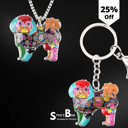 Artistic Maltipoo Necklace / Keychain