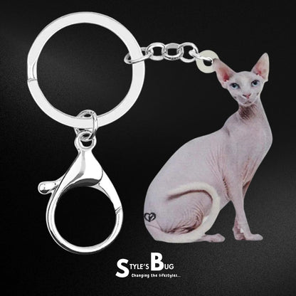 Sitting Sphynx Cat Keychain