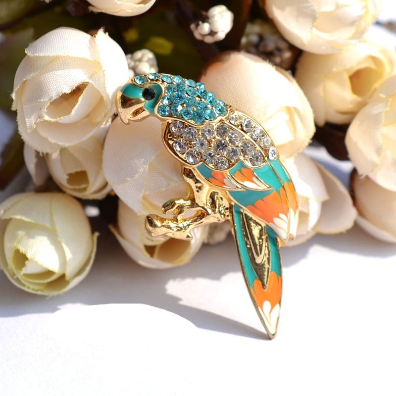 Rhinestone Parrot Brooch (2pcs pack)