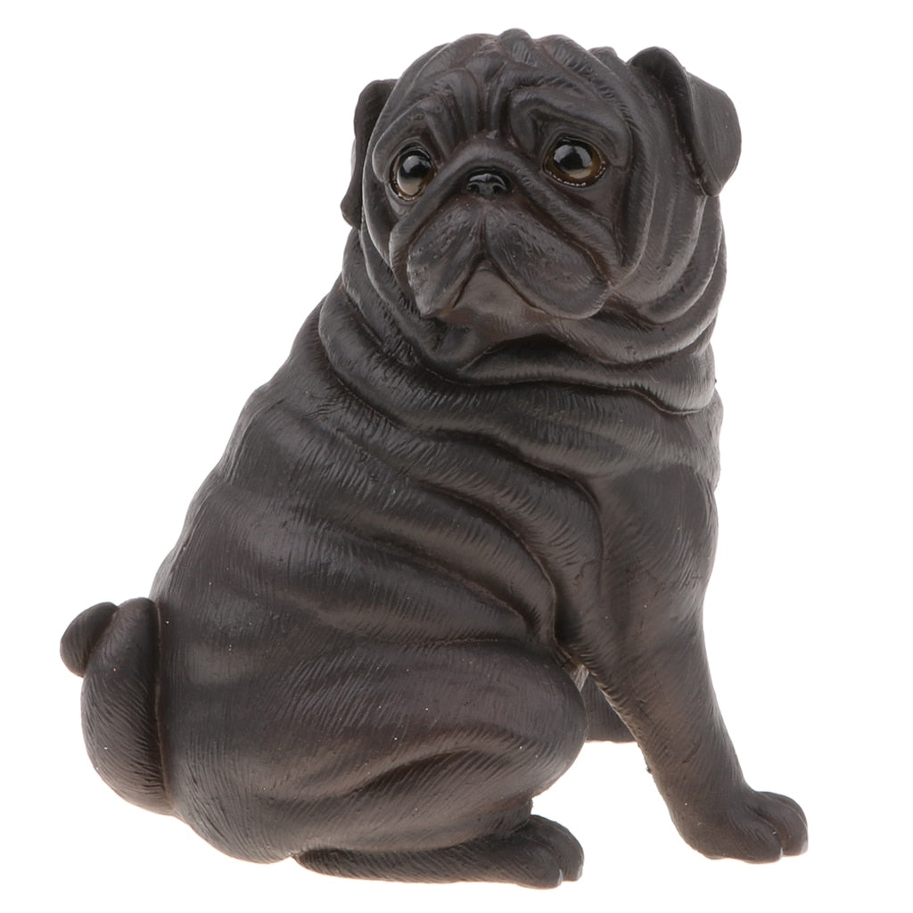 Realistic Black Pug Figurine
