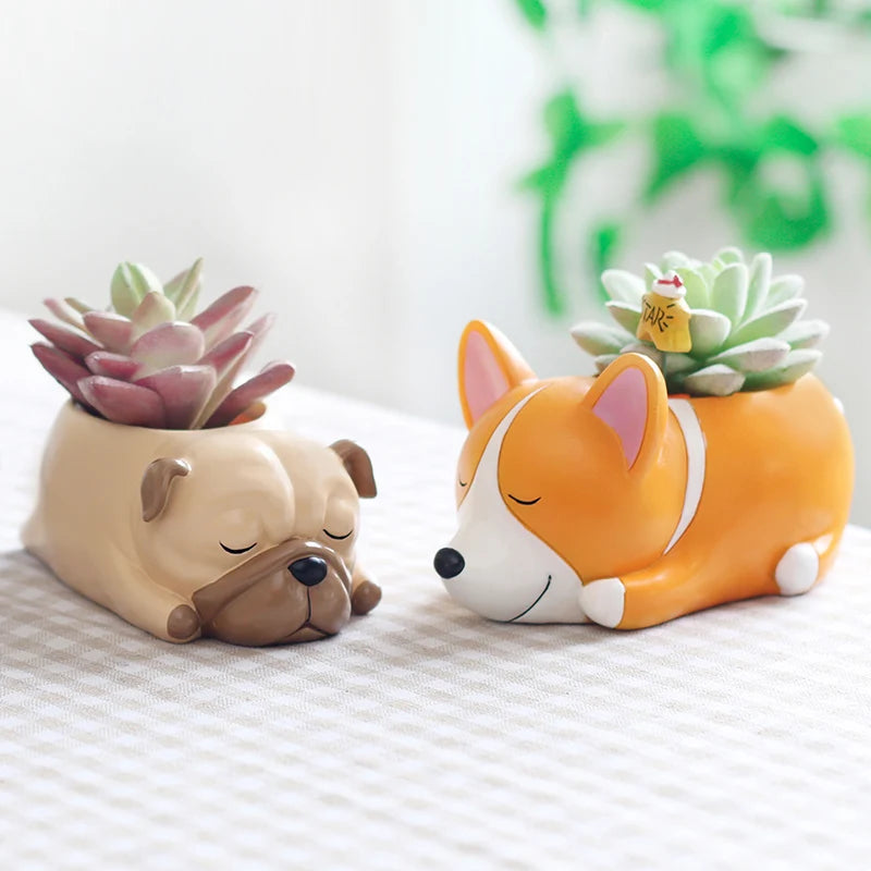 Cute Dog Planters (with drainage hole)