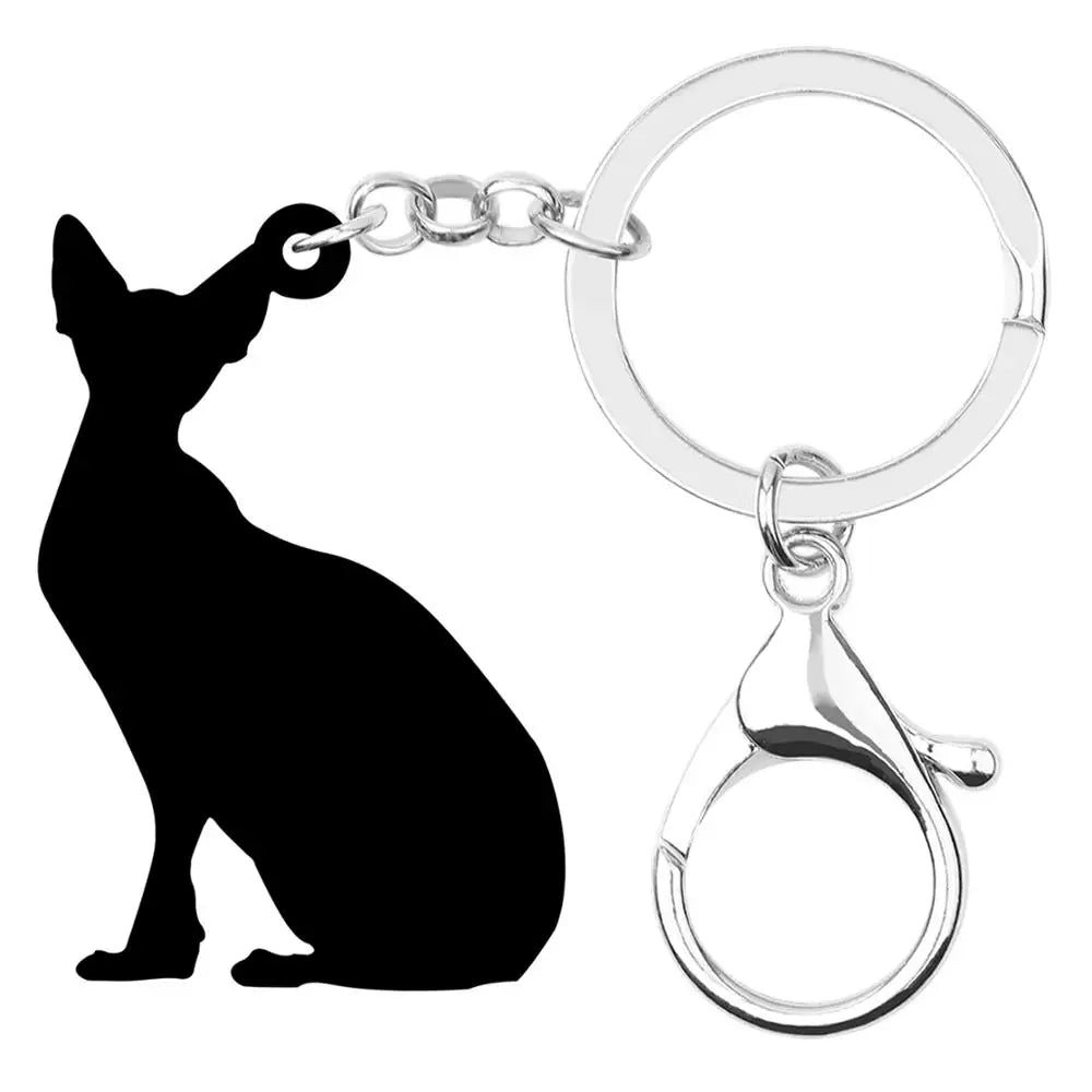 Sitting Sphynx Cat Keychain