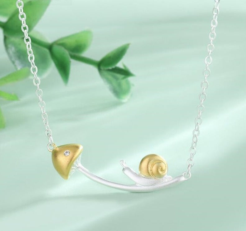 Golden snail with the mushroom Jewelry