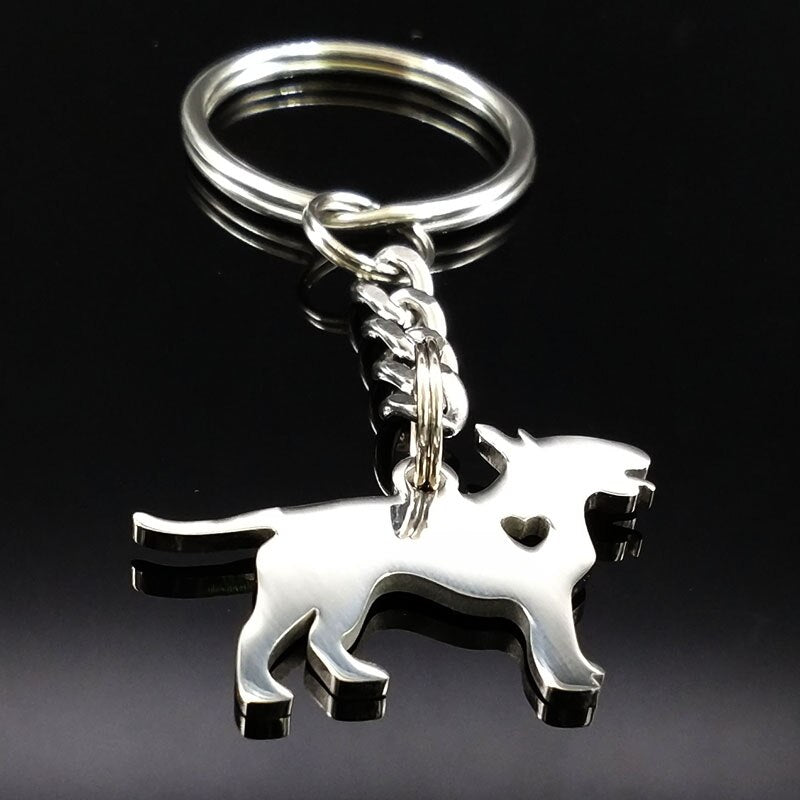 Realistic Dog shaped keychains with cropped Heart