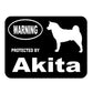 Warning Protected By Akita Car Stickers (14.5 x 10.5cm)