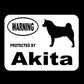 Warning Protected By Akita Car Stickers (14.5 x 10.5cm)