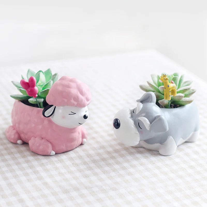 Cute Dog Planters (with drainage hole)