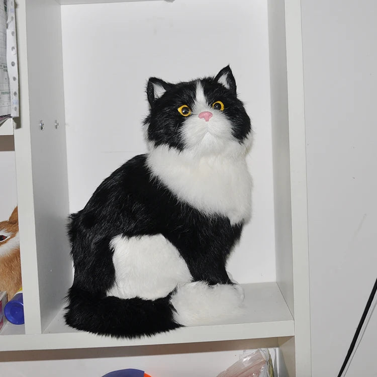 Realistic Tuxedo Cat Simulation Doll