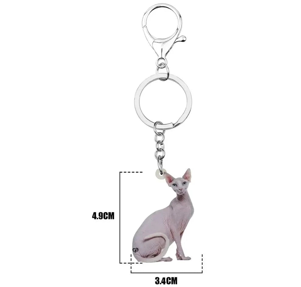 Sitting Sphynx Cat Keychain