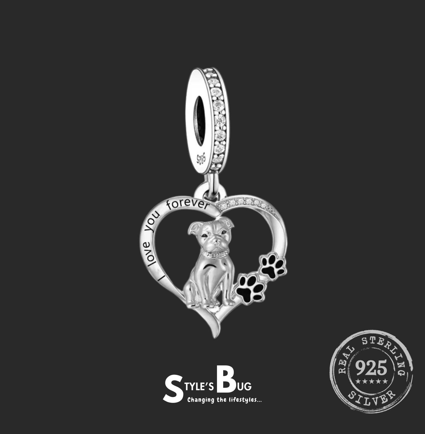 Pitbull / Staffy 'I love you forever' Dog Pendants