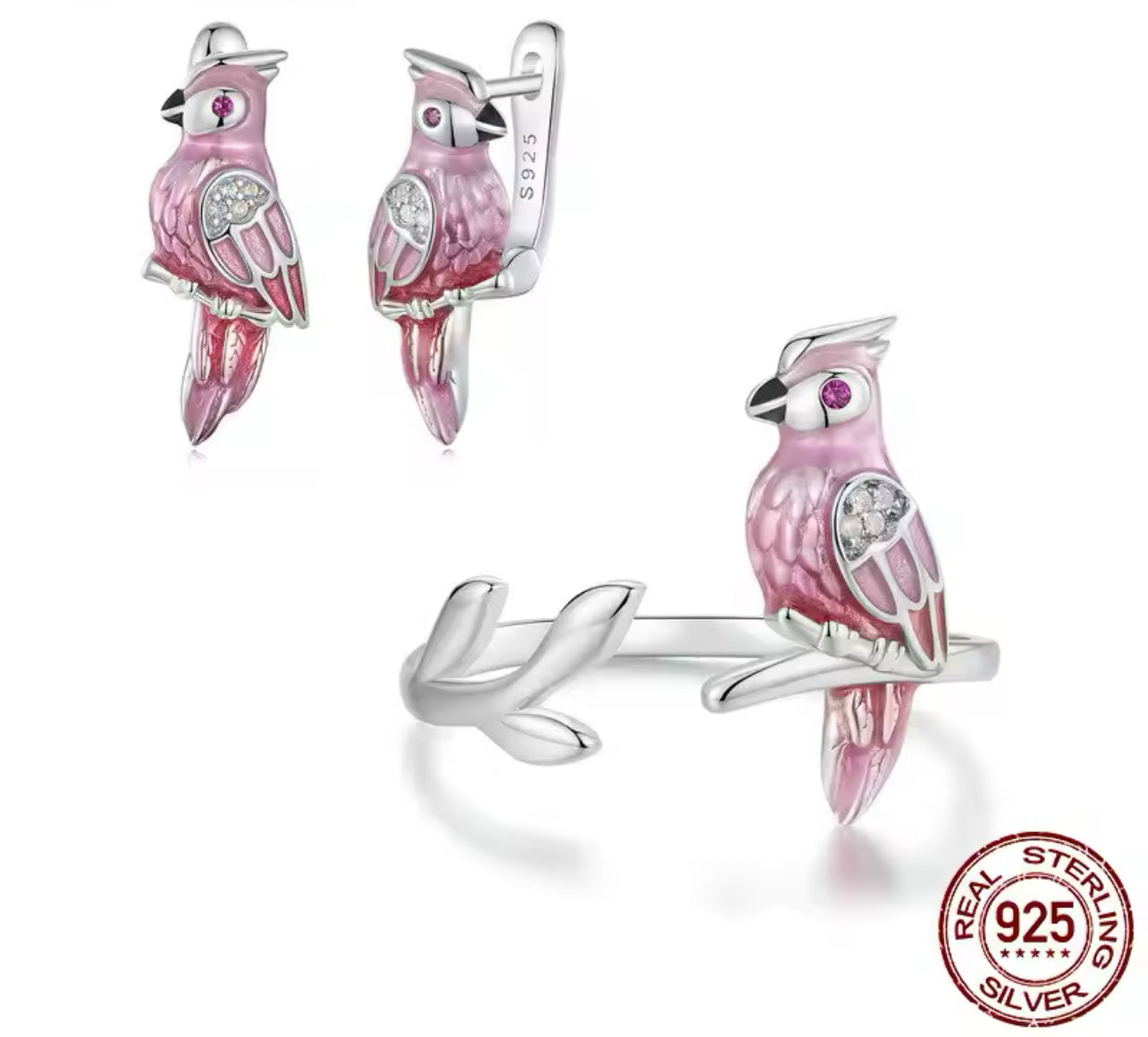 Pink Parrot Jewelry Set