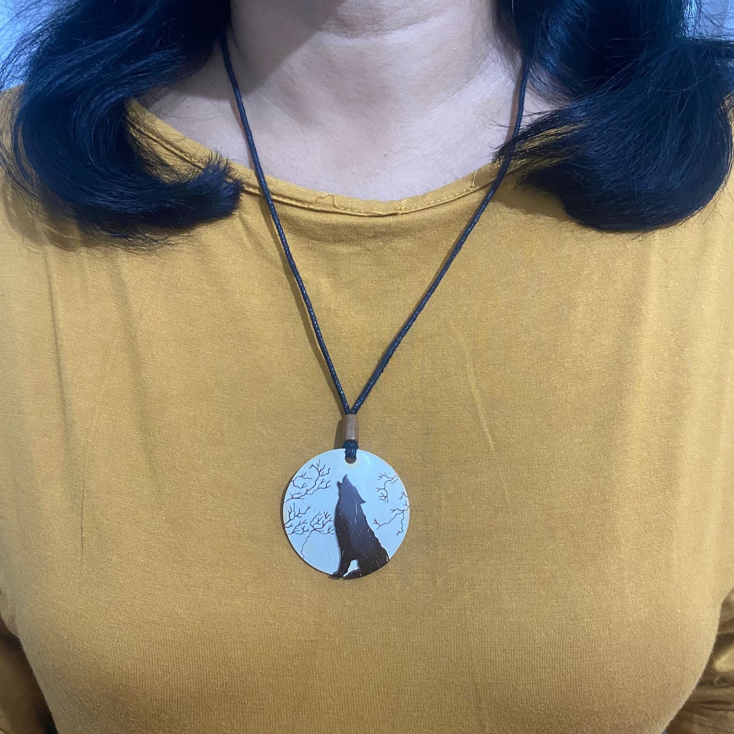 'Howling Wolf at the Moon Night' Necklace by ESB