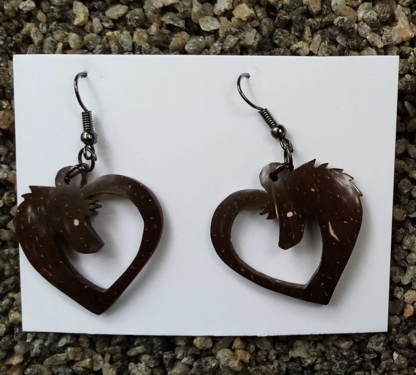 Coconut Shell Horse Earrings