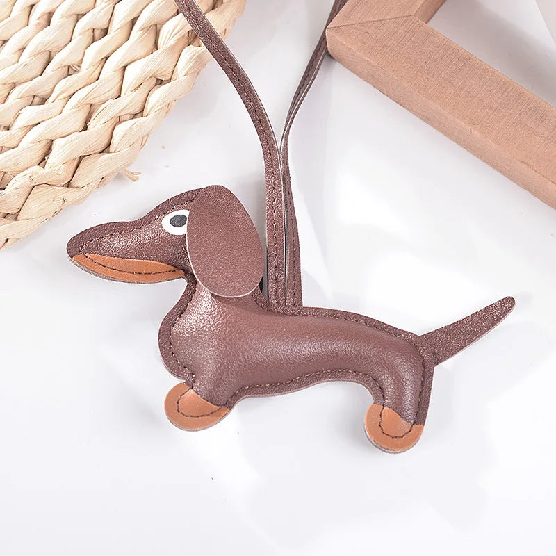 Realistic Dachshund PU leather Keychains