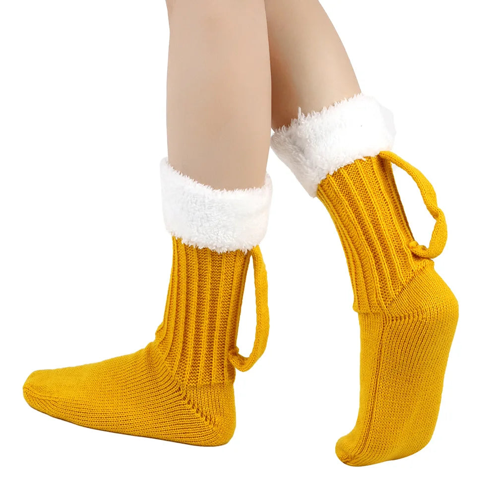 Knitted Beer Mug Socks - Thick and Cozy