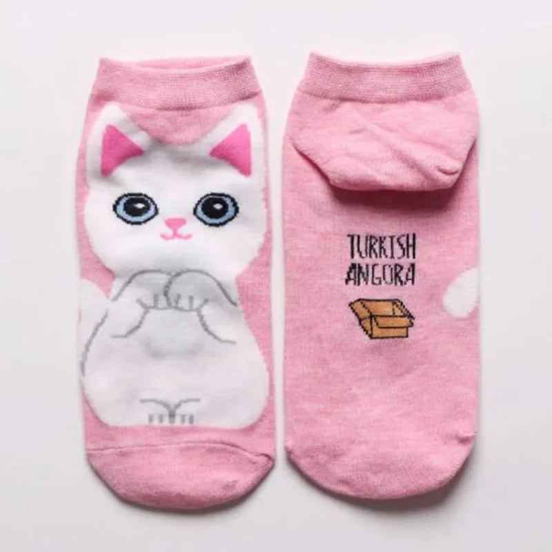 Cute Cat Ankle Socks (5 Pairs set)