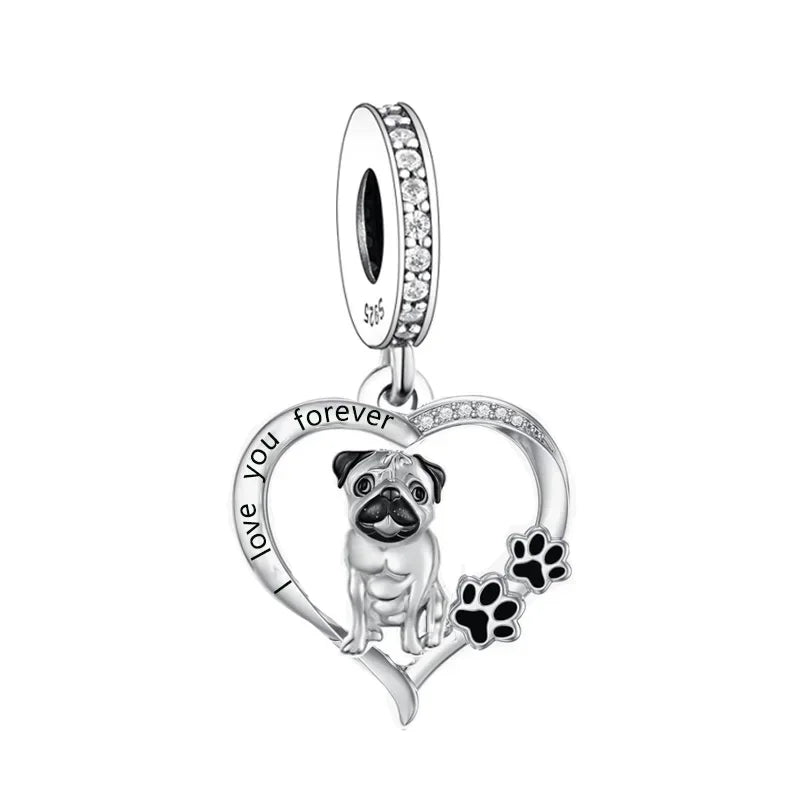 Silver 'I love you forever' Dog Pendants