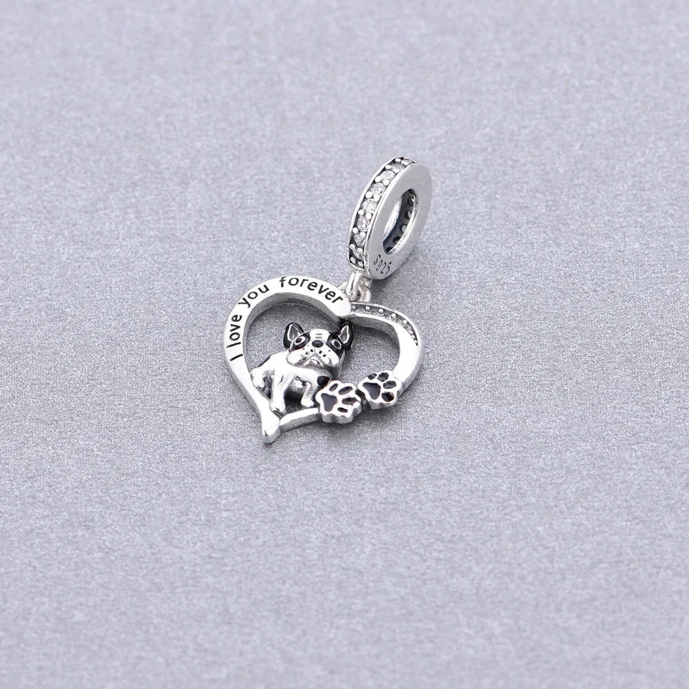 Silver 'I love you forever' Dog Pendants