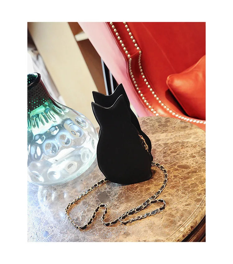 Realistic Sitting Black Cat Crossbody bag