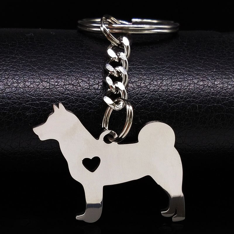 Realistic Dog shaped keychains with cropped Heart