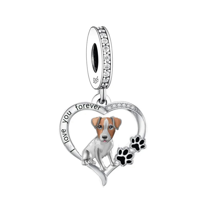 Silver 'I love you forever' Dog Pendants