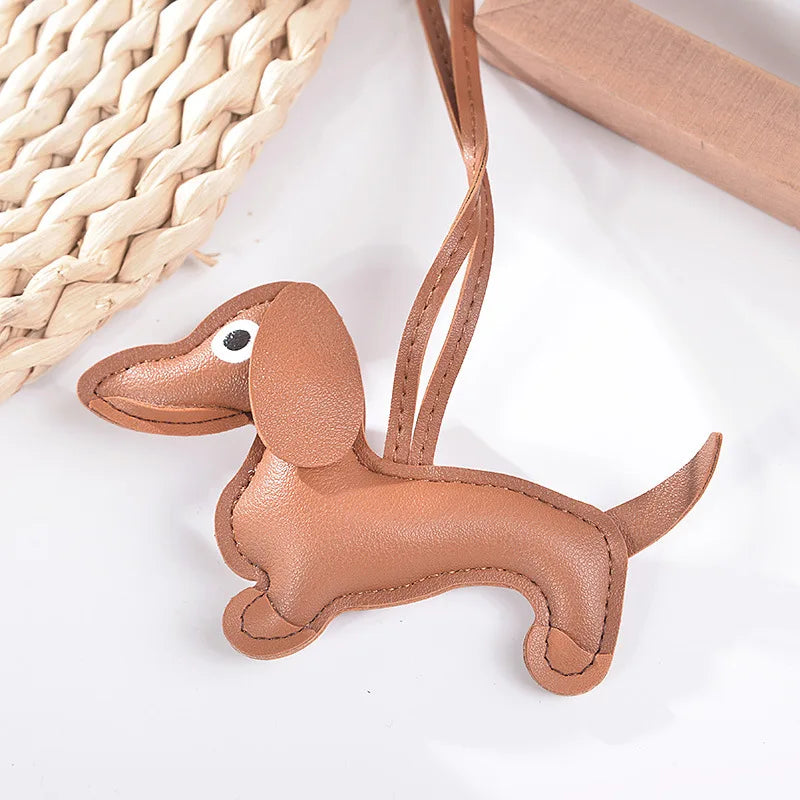 Realistic Dachshund PU leather Keychains