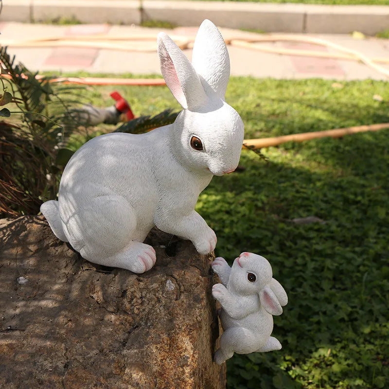Mom & Baby Rabbit Garden statue set