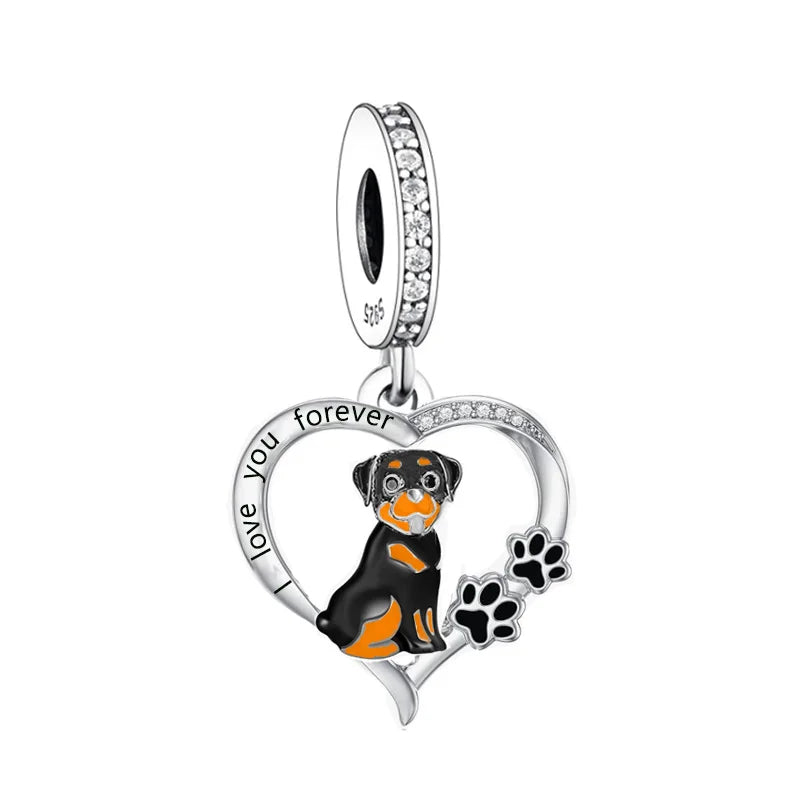 Silver 'I love you forever' Dog Pendants