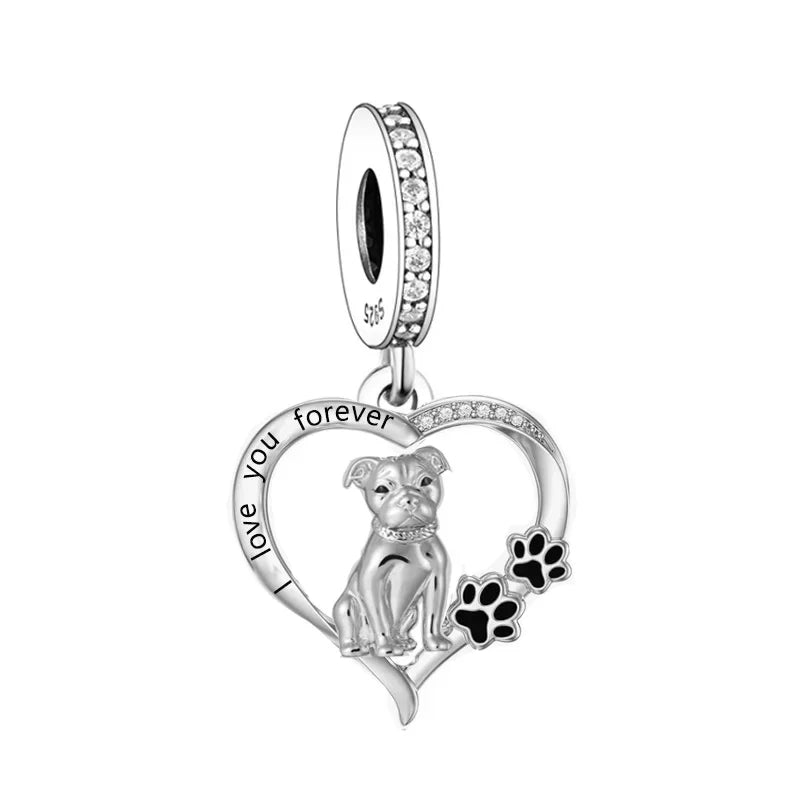 Silver 'I love you forever' Dog Pendants