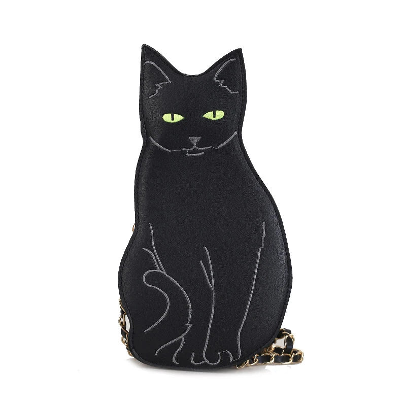 Realistic Sitting Black Cat Crossbody bag