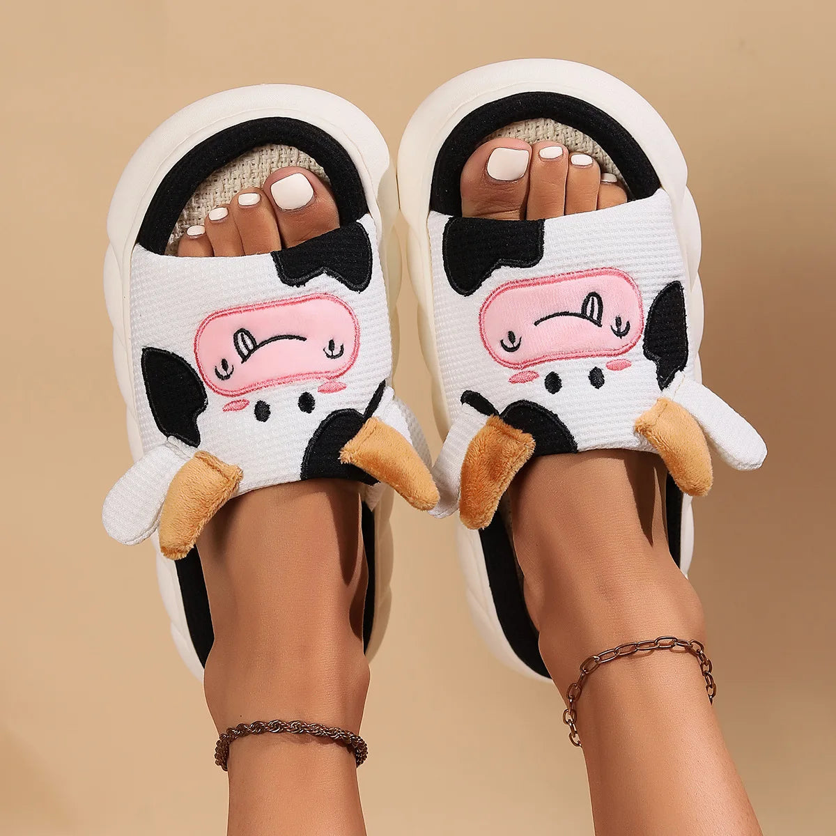 Cozy Indoor Cow Slippers