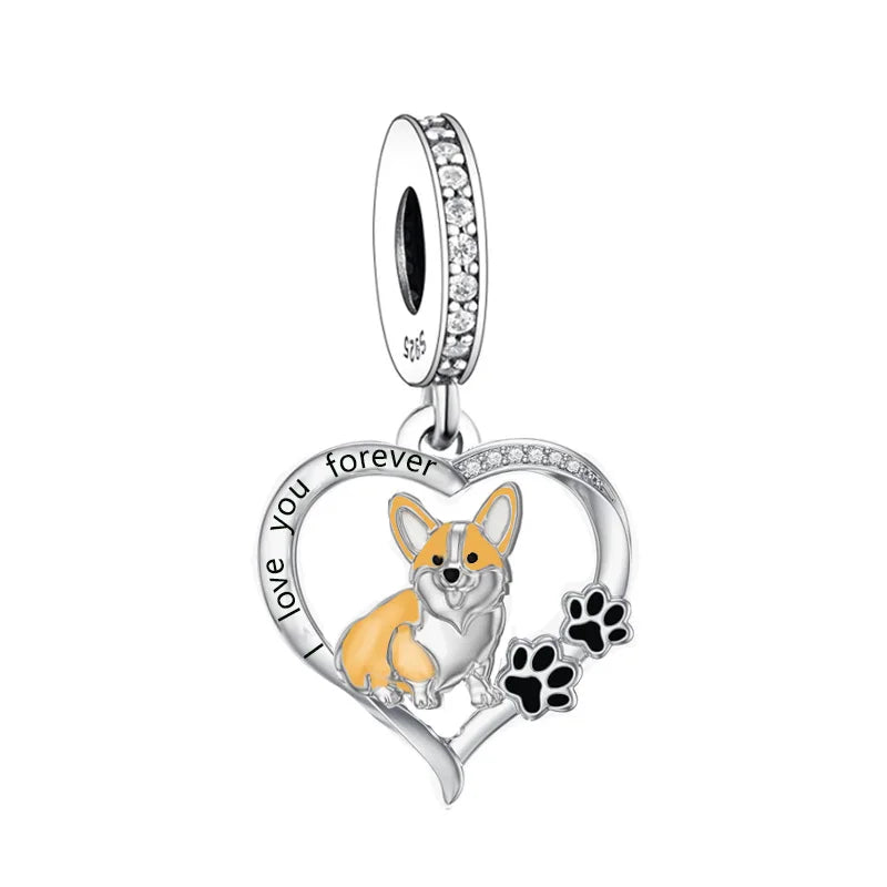 Silver 'I love you forever' Dog Pendants