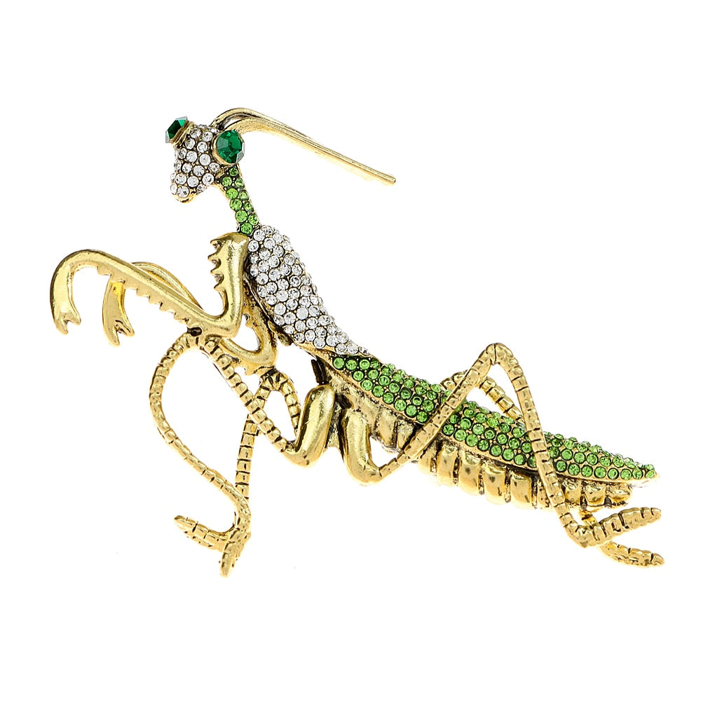 "Precious Praying Mantis" Brooches - Style's Bug Green