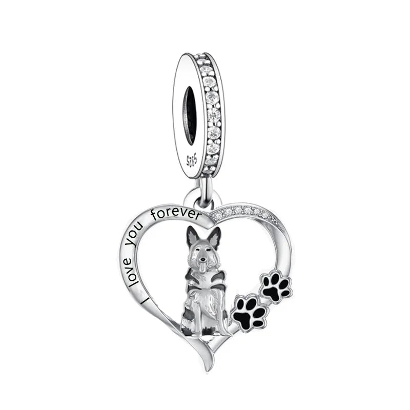 Silver 'I love you forever' Dog Pendants