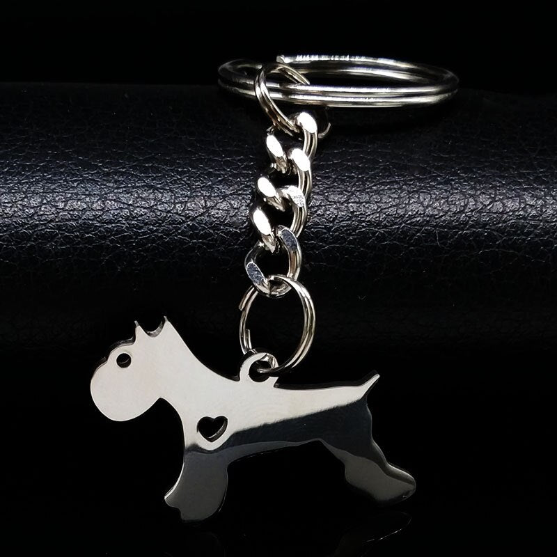 Realistic Dog shaped keychains with cropped Heart