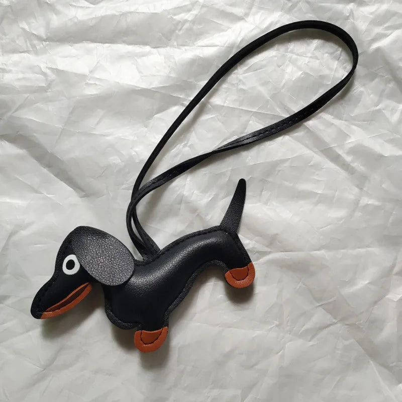 Realistic Dachshund PU leather Keychains