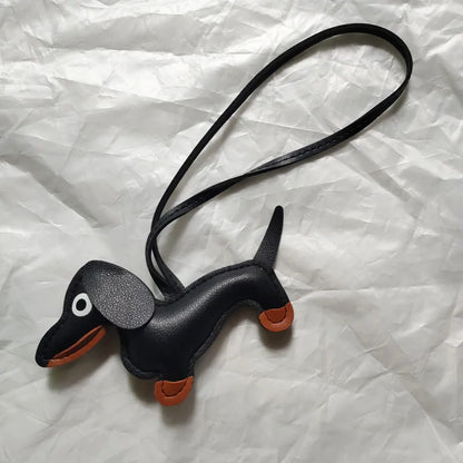 Realistic Dachshund PU leather Keychains