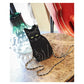 Realistic Sitting Black Cat Crossbody bag