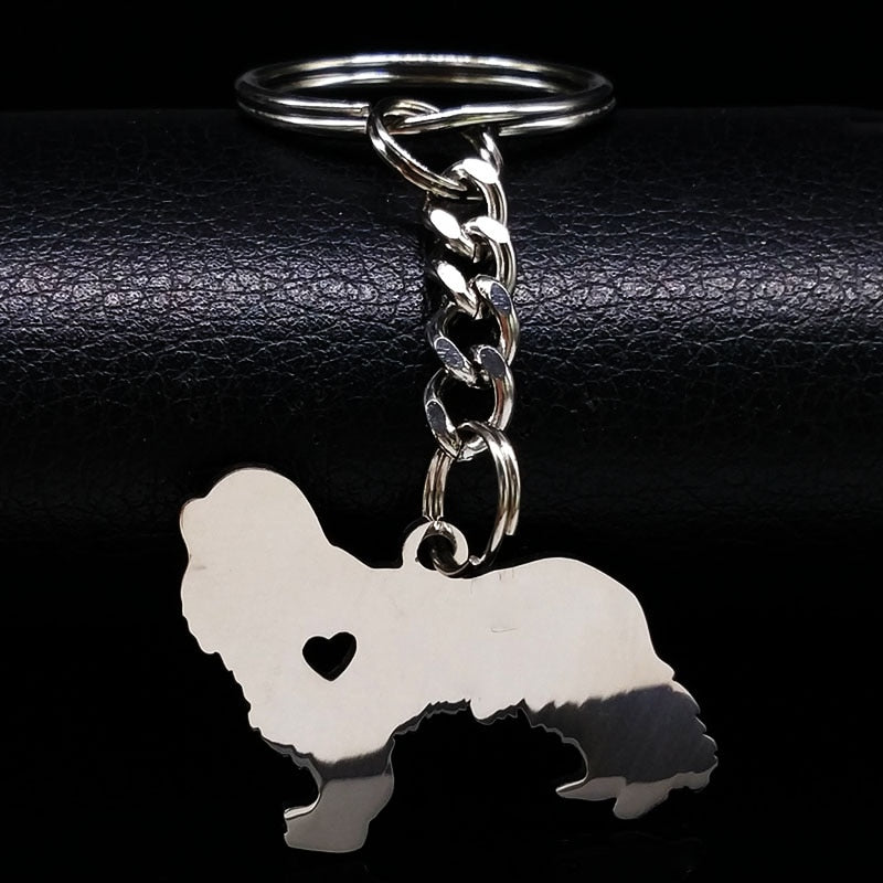 Realistic Dog shaped keychains with cropped Heart