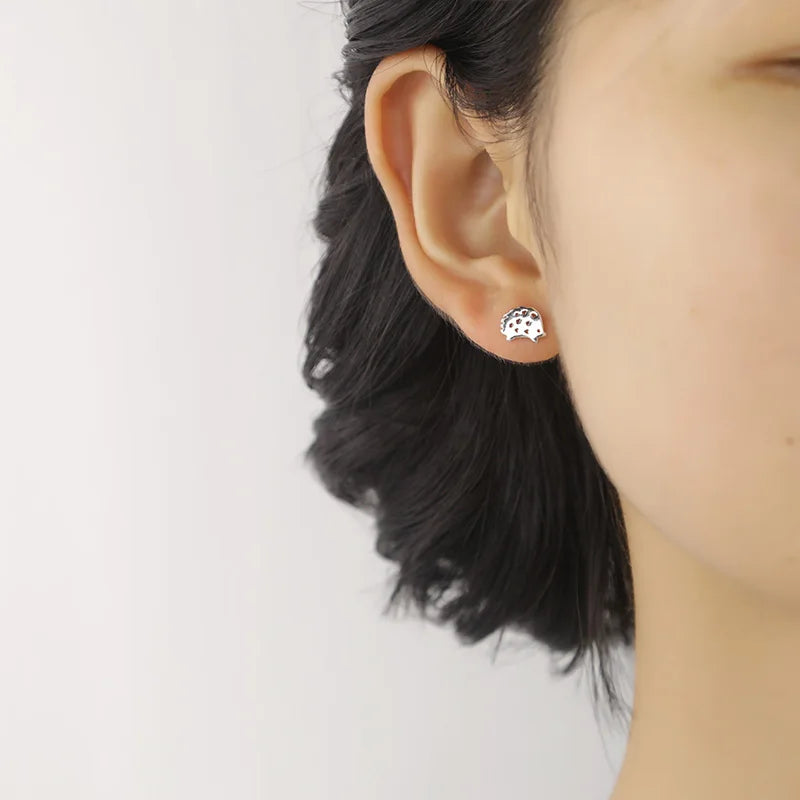"Silver Hedgehog couple" earrings by SB