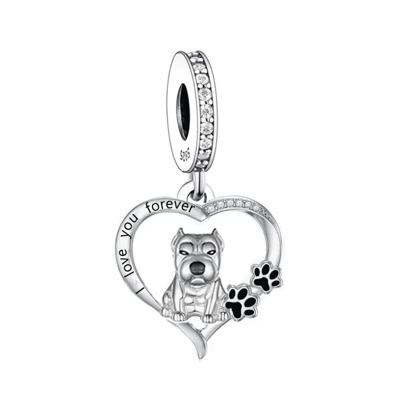 Silver 'I love you forever' Dog Pendants