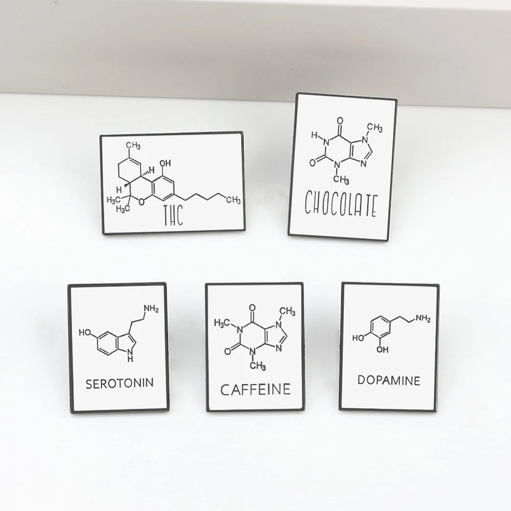 Chemical Molecular Formula Brooch (5pcs set)