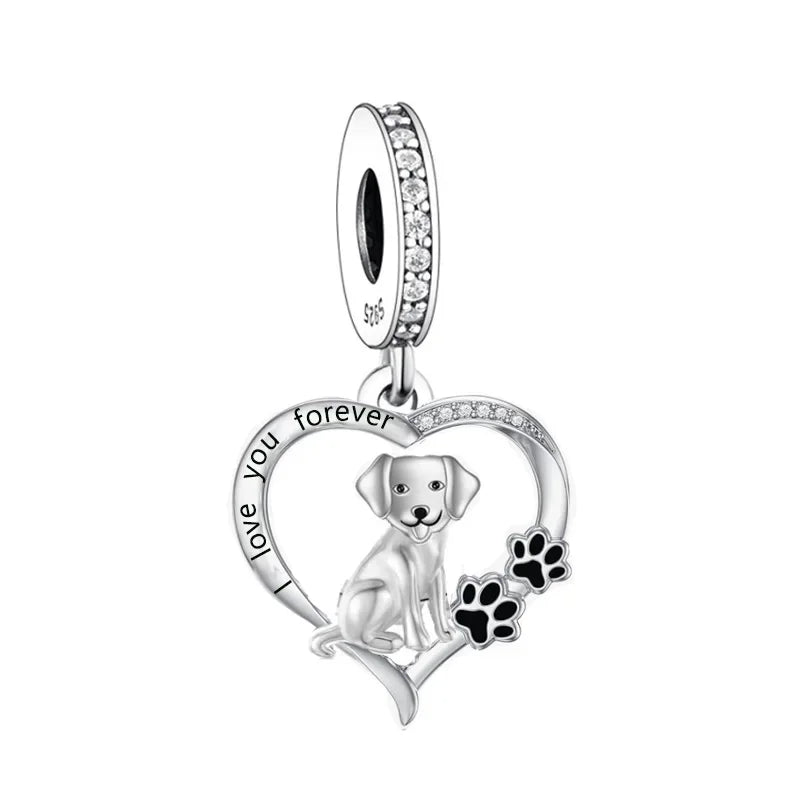 Silver 'I love you forever' Dog Pendants